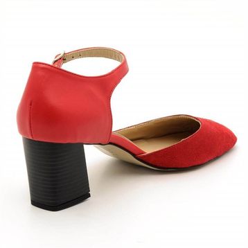 Costo Shoes 9797 98086 Kirmizi Garnili Topuklu Büyük Numara Kadın Ayakkabısı