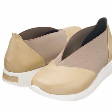 Costo Shoes A1357 41-42-43-44 Krem Lastikli Ortopedik Rahat Taban Günlük Büyük Numara Kadın Ayakkabı