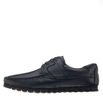 Costo Shoes AG2018 Lacivert Deri Rok Kauçuk Taban Dana Derisi Erkek Ayakkabı