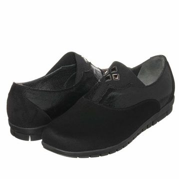 Costo Shoes DRL7033 Siyah Süet Gündelik Rahat Geniş Kalıp 4 Mevsim Büyükl Numara Kadın Ayakkabısı