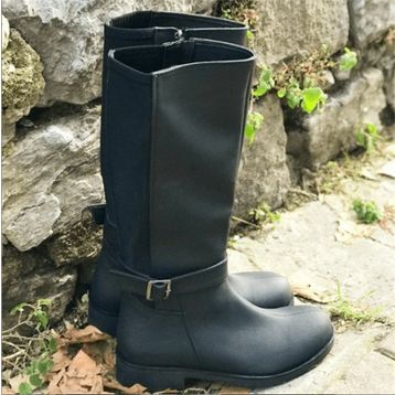 Costo Shoes K1011-2 Siyah Yağlı Nubuk Streç Büyük Numara Kadın Çizme