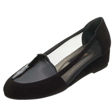 Costo Shoes K8518 41-42-43-44 Siyah Süet Rugan Detaylı Fileli Feta Özel Seri Büyük Numara Kadın Ayakkabı