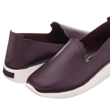 Costo Shoes N0609 Bordo Soft Deri Çok Hafif Yumuşak Ortopedik Taban Büyük Numara Kadın Ayakkabı