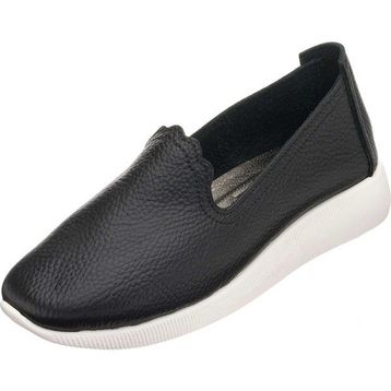 Costo Shoes N0609 Siyah Soft Deri Çok Hafif Yumuşak Ortopedik Taban Büyük Numara Kadın Ayakkabı