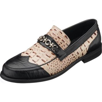Costo Shoes TR1071 Vizon Siyah Baskılı Deri Özel Seri El İşçiliği Rahat Şık Tasarım Premium Serisi Erkek Ayakkabı