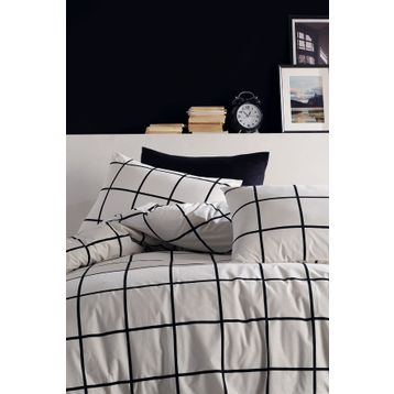 Coté Blanc Karo 240x220 cm Siyah-Beyaz Nevresim Takımı