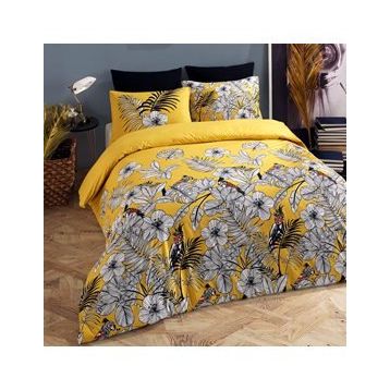 Cote Blanc Peroquet %100 Pamuk Ranforce 200x220 cm Sarı Çift Kişilik Nevresim Takımı