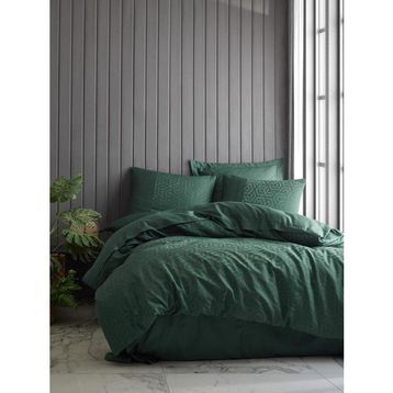 Cotton Box 100x100 cm Hexa Yeşil Jakarlı Saten Çift Kişilik Nevresim Takımı