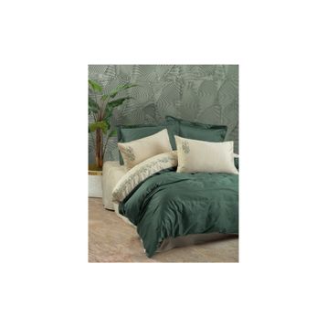 Cotton Box Andy Yeşil Brode Pamuk Saten Çift Kişilik Nevresim Takımı