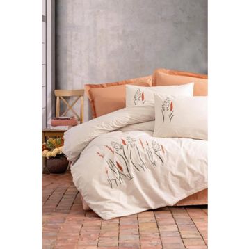 Cotton Box Brode Ranforce Maia Karamel Çift Kişilik Nevresim Takımı