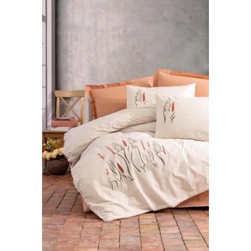 Cotton Box Brode Ranforce Maia Karamel Çift Kişilik Nevresim Takımı