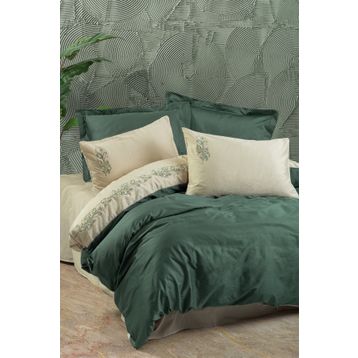 Cotton Box Brode Saten Andy Yeşil Çift Kişilik Nevresim Takımı