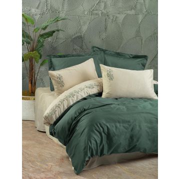 Cotton Box Brode Saten Andy Yeşil Çift Kişilik Nevresim Takımı