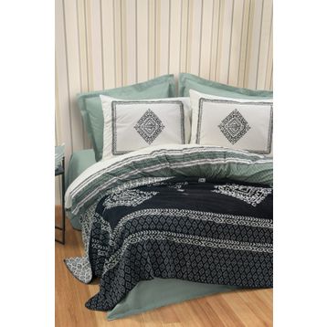 Cotton Box Çift Hardy Yeşil Tek Kişilik Battaniyeli Nevresim Takımı