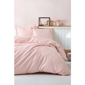 Cotton Box CTN-EGT-STP-STN-C-K-N-T-PUDRA Elegant Stipe Saten Pudra Çift Kişilik Nevresim Takımı
