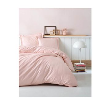 Cotton Box CTN-EGT-STP-STN-C-K-N-T-PUDRA Elegant Stipe Saten Pudra Çift Kişilik Nevresim Takımı