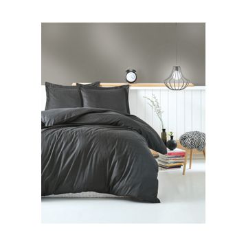 Cotton Box Elegant Saten Stripe Antrasit Çift Kişilik Nevresim Takımı