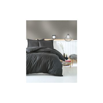 Cotton Box Elegant Saten Stripe Antrasit Çift Kişilik Nevresim Takımı