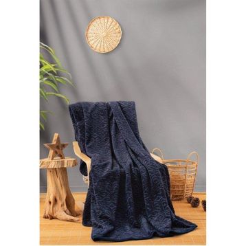 Cotton Box Embos Lacivert Çift Kişilik Battaniye