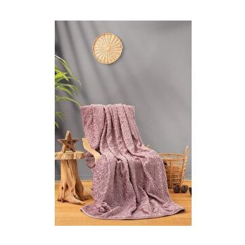 Cotton Box Emboss Gül Kurusu Çift Kişilik Battaniye