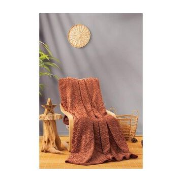 Cotton Box Emboss Kiremit Renk Çift Kişilik Battaniye