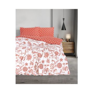Cotton Box Flanel Çift Kişilik Flowerland Kırmızı Nevresim Takımı