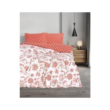 Cotton Box Flanel Çift Kişilik Flowerland Kırmızı Nevresim Takımı