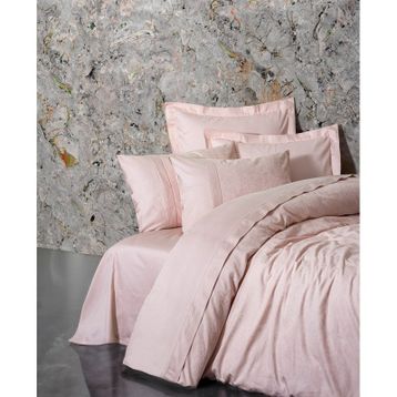 Cotton Box Jana Pudra Jakarlı Saten Çift Kişilik Nevresim Takımı