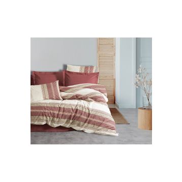 Cotton Box Kenway Bordo Line Çift Kişilik 200x220 cm Nevresim Takımı
