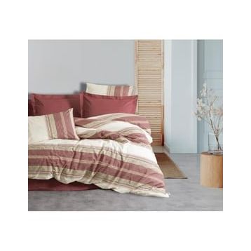 Cotton Box Kenway Bordo Line Çift Kişilik 200x220 cm Nevresim Takımı