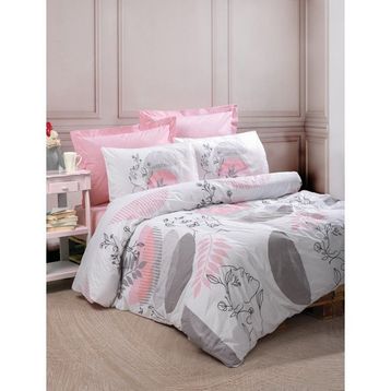 Cotton Box Line Art Pretty Pembe Çift Kişilik Nevresim Takımı