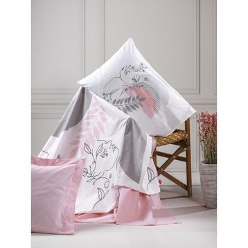 Cotton Box Line Art Pretty Pembe Çift Kişilik Nevresim Takımı