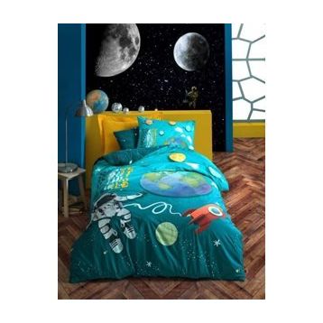 Cotton Box Little Astronaut Turkuaz Tek Kişilik Nevresim Takımı