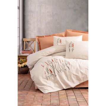 Cotton Box Maia Karamel Nakışlı Ranforce Çift Kişilik Nevresim Takımı