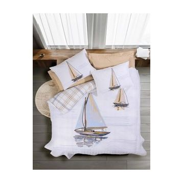 Cotton Box Maritime Wind Bej Tek Kişilik Nevresim Takımı