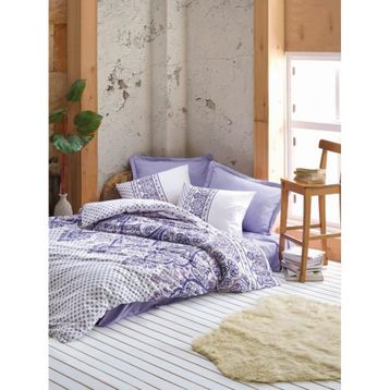 Cotton Box Minimal Ranforce Well Lila Çift Kişilik Nevresim Takımı