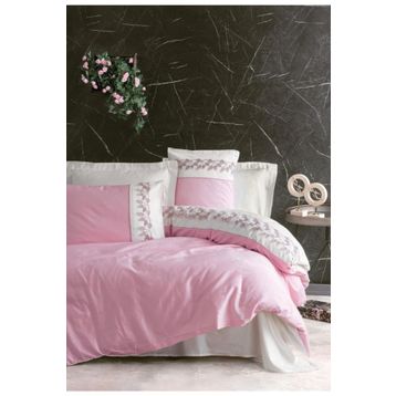 Cotton Box Nakışlı Saten Çift Kişilik Niobe Pembe Nevresim Takımı