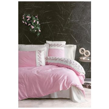 Cotton Box Nakışlı Saten Çift Kişilik Niobe Pembe Nevresim Takımı