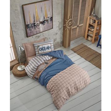 Cotton Box Ocean Çarşaflı Lacivert Tek Kişilik Nevresim Takımı