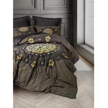 Cotton Box Palace Saray Modeli Pamuk Saten Çift Kişilik Togay Antrasit 4 Yastıklı Nevresim Takımı
