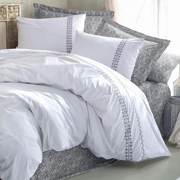 Cotton Box Pamuk Saten Paola Gri Çift Kişilik Nevresim Takımı