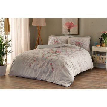 Cotton Box Pamuk Saten Paola Gri Çift Kişilik Nevresim Takımı