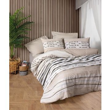 Cotton Box Perry Bej Line Ranforce Tek Kişilik 160x220 cm Nevresim Takımı
