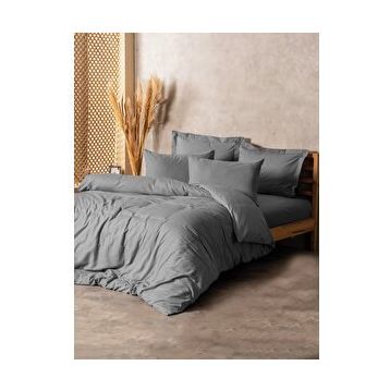 Cotton Box Plaid Ranforce Çift Kişilik Gri Nevresim Takımı