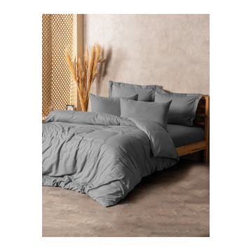 Cotton Box Plaid Ranforce Tek Kişilik Gri Nevresim Takımı