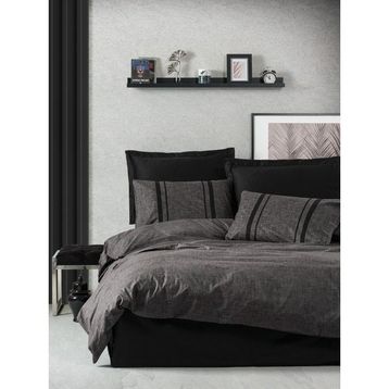 Cotton Box Plain Bitter Gri Siyah Tek Kişilik Nevresim Takımı