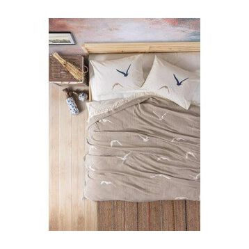 Cotton Box Puffin Easy Bej Çift Kişilik Pike Takımı Set