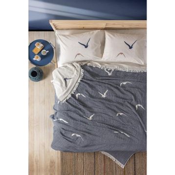 Cotton Box Puffin Easy Lacivert Çift Kişilik Pike Takımı