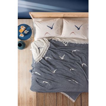 Cotton Box Puffin Easy Lacivert Çift Kişilik Pike Takımı