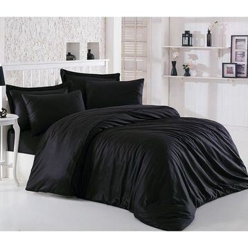 Cotton Box Siyah Çift Kişilik Saten 200 x 220 cm Nevresim Takımı